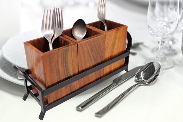 CARTADEN Cutlery Holder Utensil Countertop, for Party, Fork Spoon Knife Organizer Dinning Table Kitchen (Rosewood)