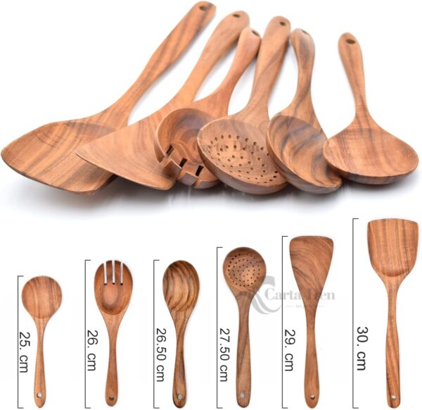 CARTADEN Wooden Spoons for Cooking and Serving Nonstick Set of 6 - Image 2