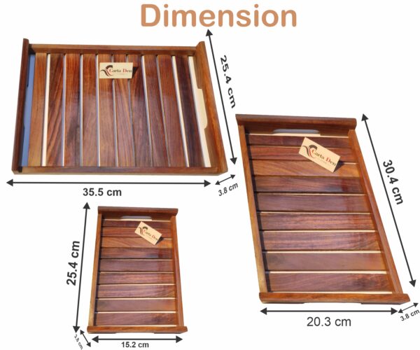 CARTADEN Wooden Serving Trays Modern Style With Cutout Handle Large, Medium And Small (Set of 3) - Image 2