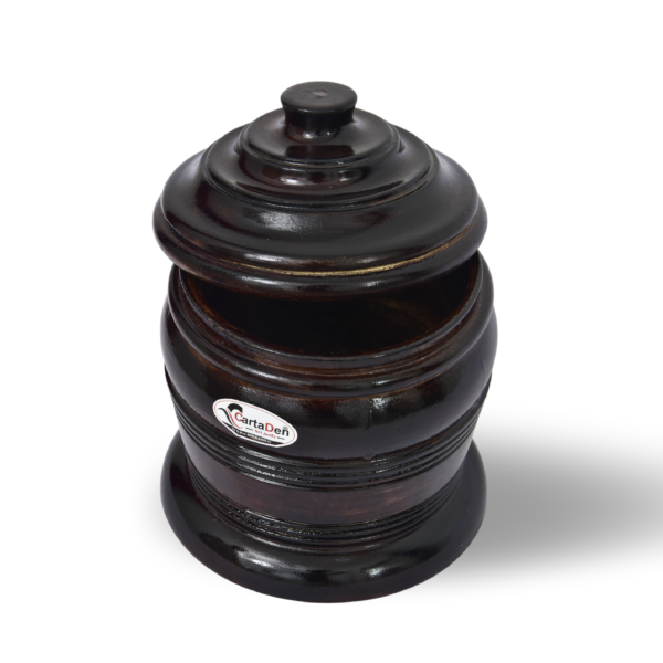 CARTADEN Solid Wood Spice Jar, Sugar salt cellar Seasonings Pot Storage Container with Lid (Black Melamine 3)